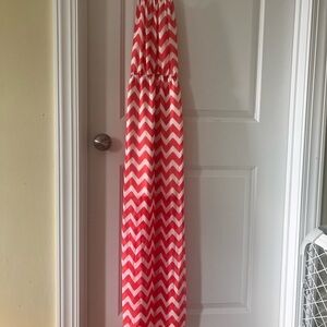 Rachel Kate Coral and White Chevron Dress